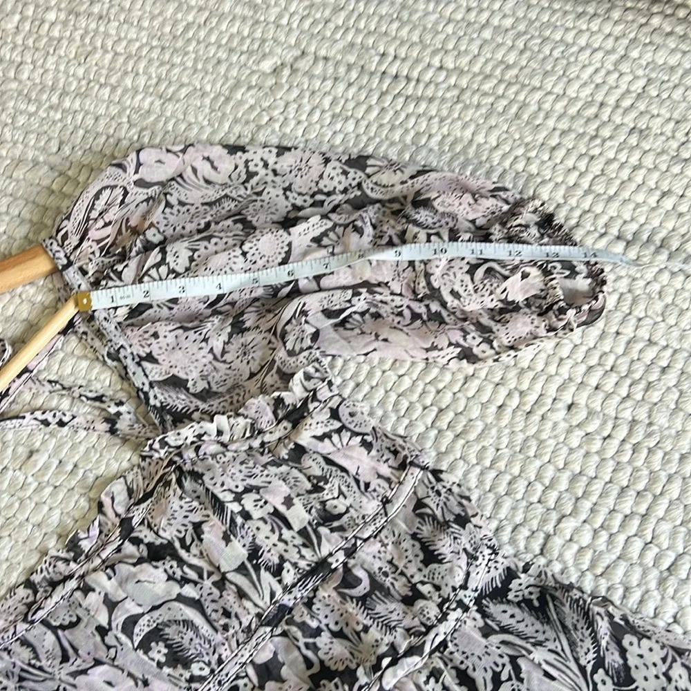 Anthropologie Long floral Dress puff sleeve tie back XS - Picture 12 of 12